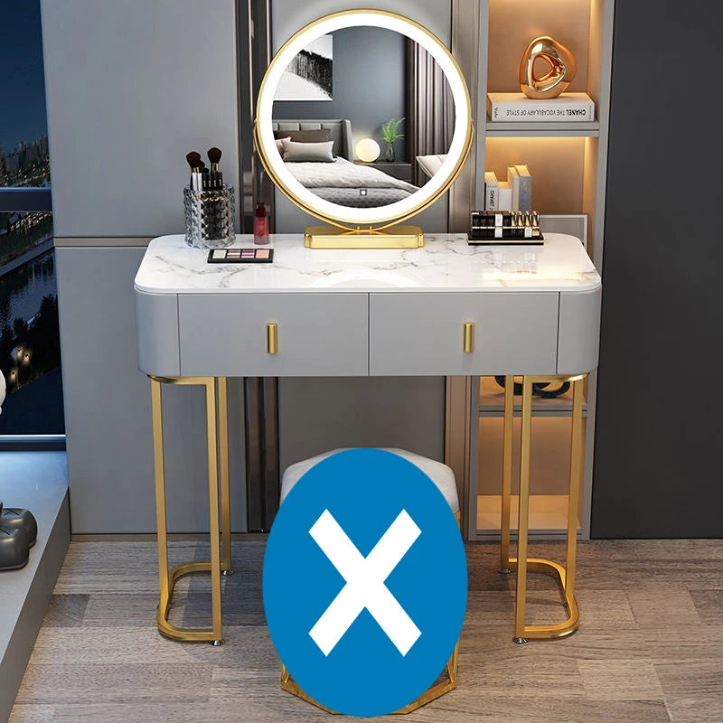 Nordic Modern Minimalist Bedroom Furniture Dresser With LED Mirror Light Luxury Makeup Tables With Drawers Ins vanity desk