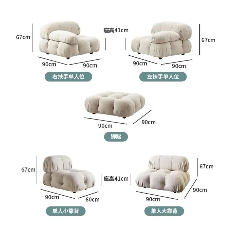 Living Room Lamb velvet Sofa Modern Lazy Sofa Combinations with Flexible Fabric Modules Vintage Furniture-Inspired Minimalist
