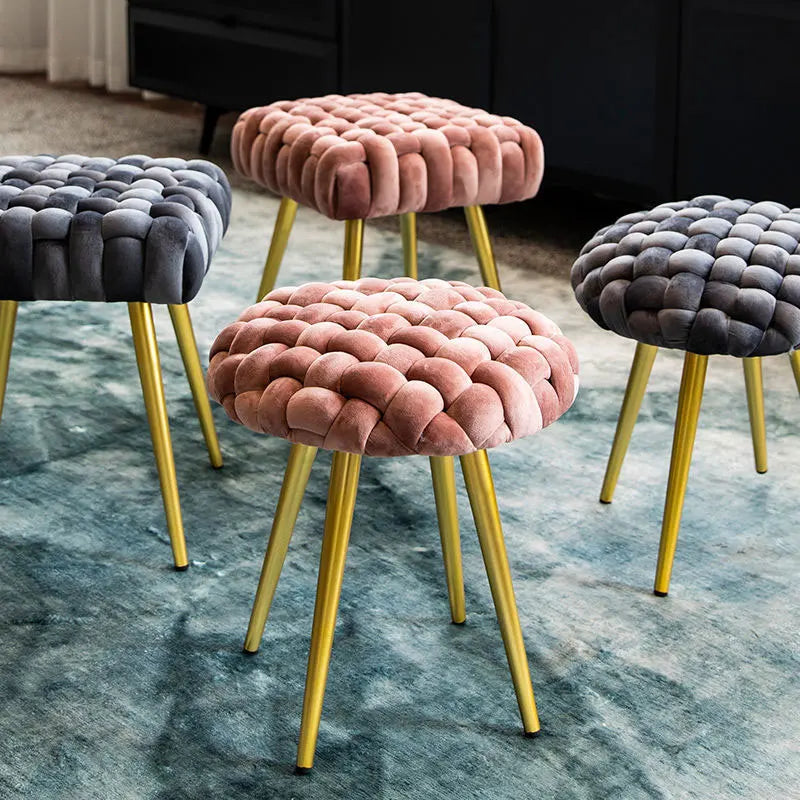 Nordic Creative Vanity Stool Living Room Shoe Changing Low Stool Makeup Velvet Design Small Ottoman Home Furniture Hand Made