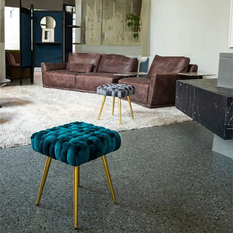 Nordic Creative Vanity Stool Living Room Shoe Changing Low Stool Makeup Velvet Design Small Ottoman Home Furniture Hand Made