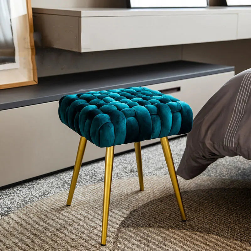Nordic Creative Vanity Stool Living Room Shoe Changing Low Stool Makeup Velvet Design Small Ottoman Home Furniture Hand Made