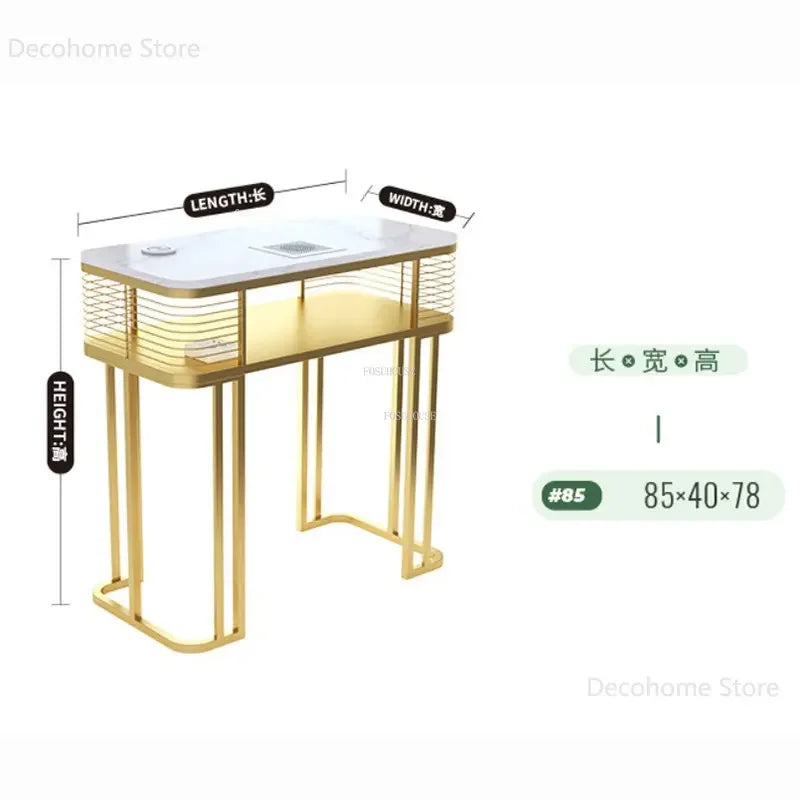 Nordic Beauty Salon Furniture Nail Tables Luxury Commercial Nails Desk with Vacuum Cleaner Minimalist Houshoeld Manicure Table D