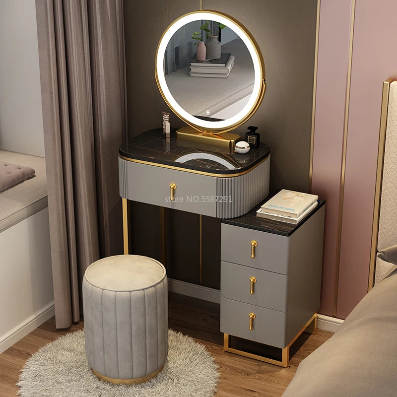 Slate Furniture Makeup Dressing Table with Mirrors Girl Bedroom Bedside Storage Cabinet Integrated Minimalist Makeup Vanity