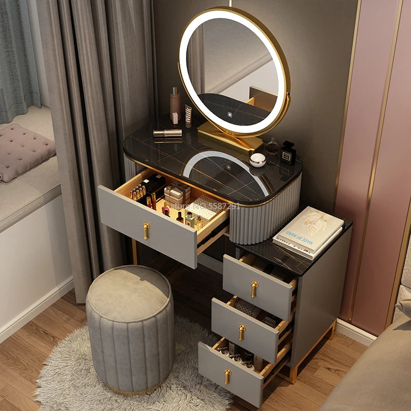 Slate Furniture Makeup Dressing Table with Mirrors Girl Bedroom Bedside Storage Cabinet Integrated Minimalist Makeup Vanity