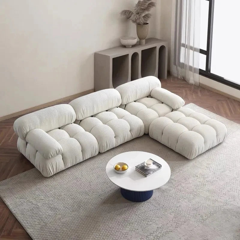 Living Room Lamb velvet Sofa Modern Lazy Sofa Combinations with Flexible Fabric Modules Vintage Furniture-Inspired Minimalist