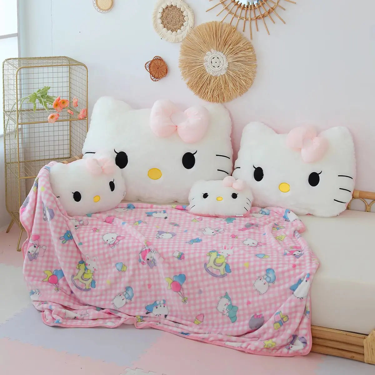 Sanrio Hello Kitty Plush Toy Soft Cuddly Pillow Comfortable Back Cushion Sofa Decorative Pillow Hug Plushies Xmas Gifts For Girl